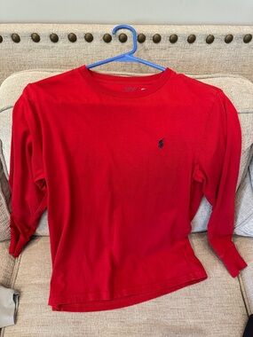 Polo by Ralph Lauren Red Long Sleeve Tee with Navy Pony Logo